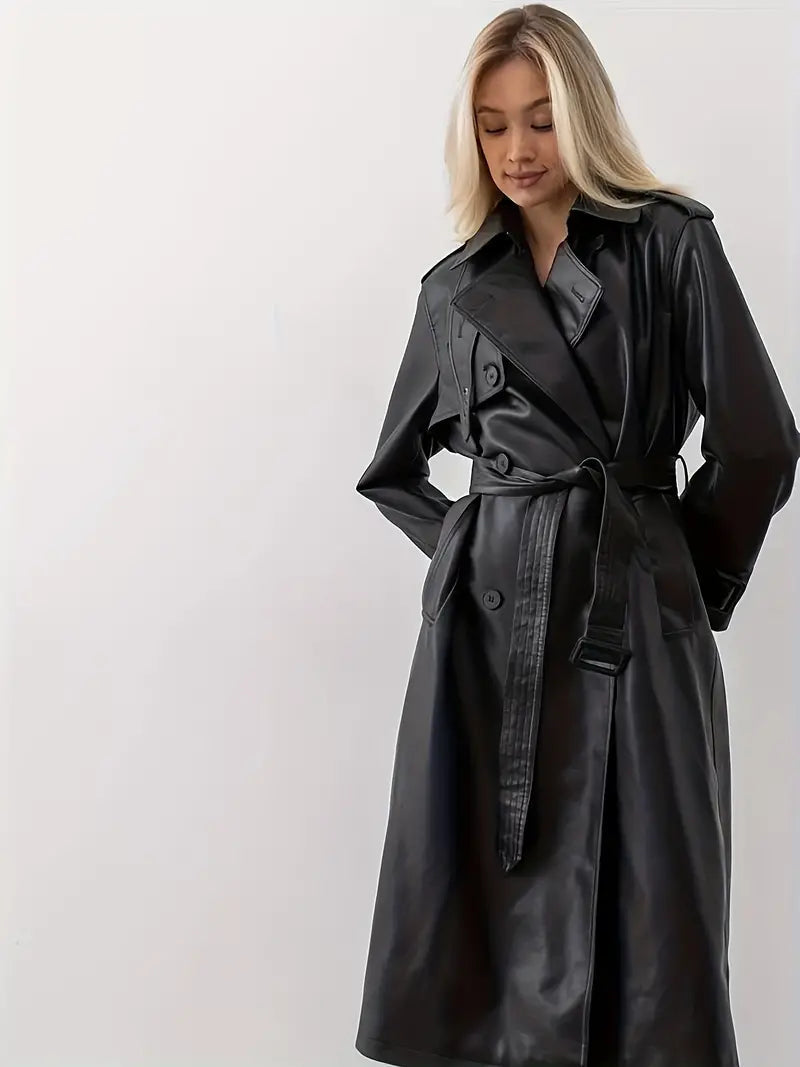 Cappotto Impermeabile da Donna - Stile Lungo con Cintura in Vita
