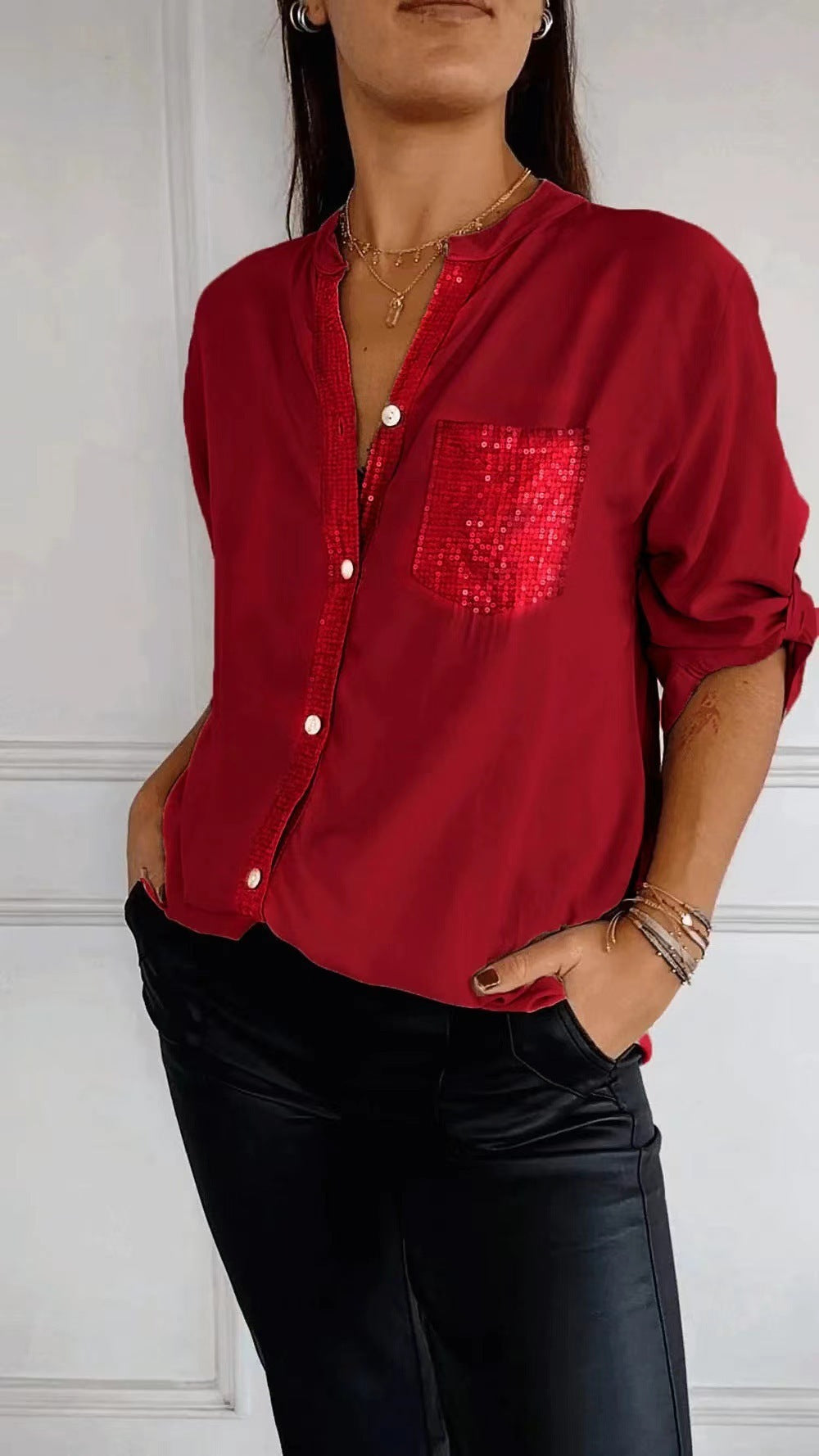Hellen - Sparkle Womens Blouse With Sequin Pocket