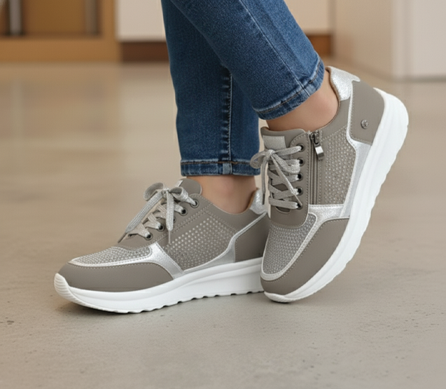Evelis - Zapatillas de plataforma con cordones para mujer