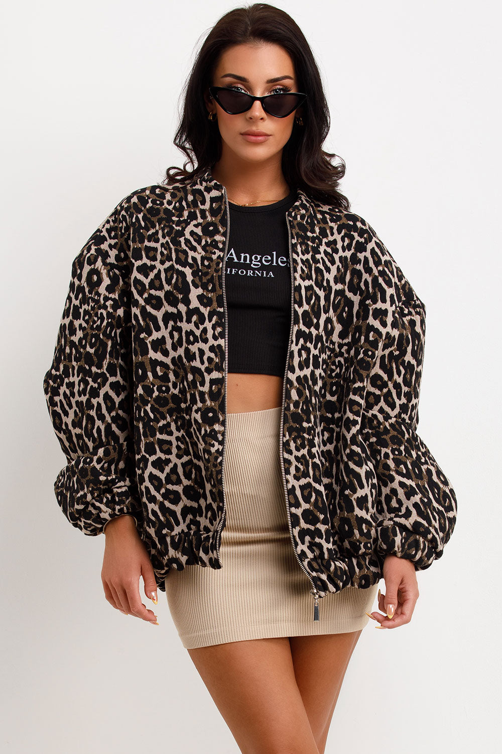 Zarel - Casaco Bomber com Estampa de Leopardo para Mulher