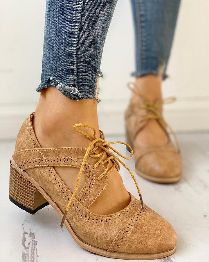 Rowena – Scarpe da donna con tacco e cinturino a T allacciate in pizzo