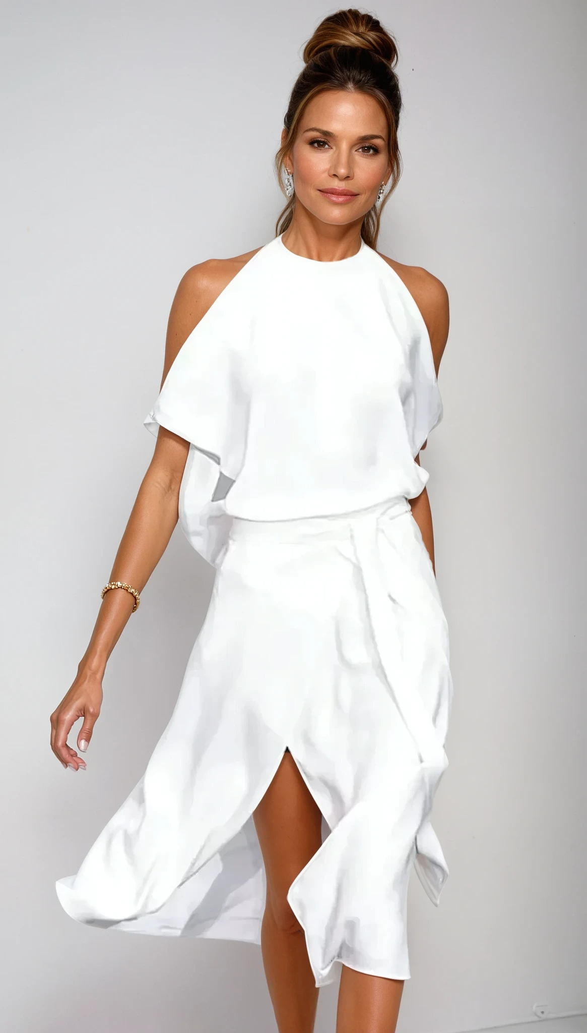 Clarissan - Halter Midi Evening Dress