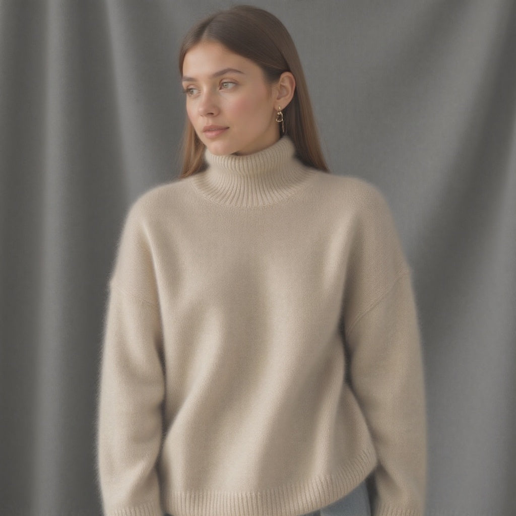 Celviera - Womens Oversized Cashmere Turtleneck Sweater