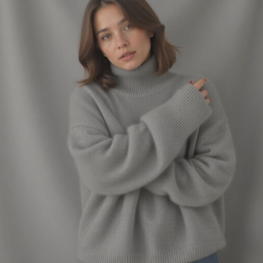 Celviera - Womens Oversized Cashmere Turtleneck Sweater