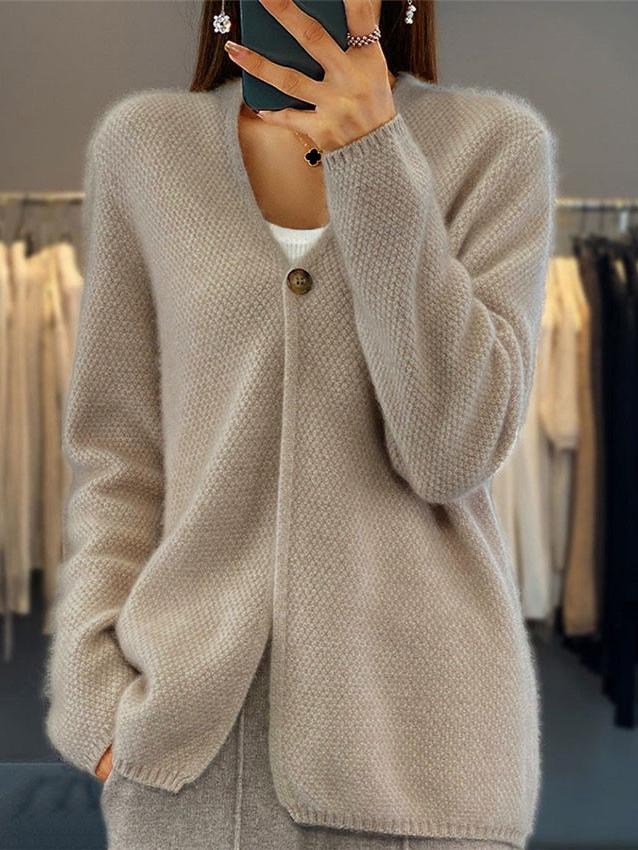 Anneliese – Damski sweter rozpinany z dekoltem w serek