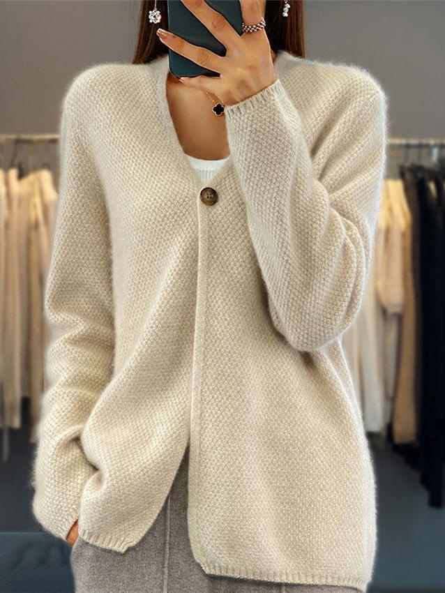 Anneliese – Damski sweter rozpinany z dekoltem w serek