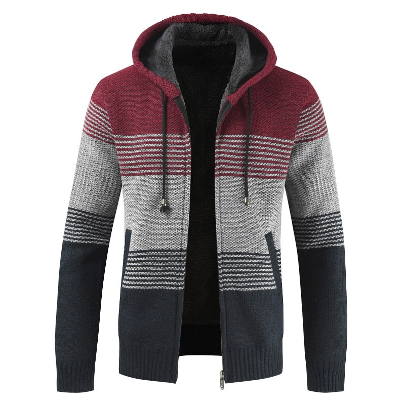 Maelric – Herren Kapuzen-Fleece-Pullover mit Reißverschluss
