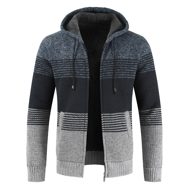 Maelric – Herren Kapuzen-Fleece-Pullover mit Reißverschluss