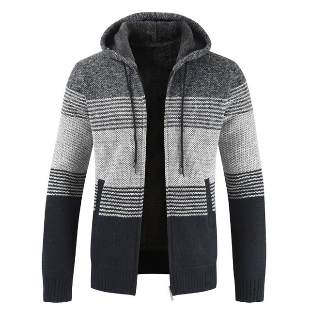 Maelric – Herren Kapuzen-Fleece-Pullover mit Reißverschluss