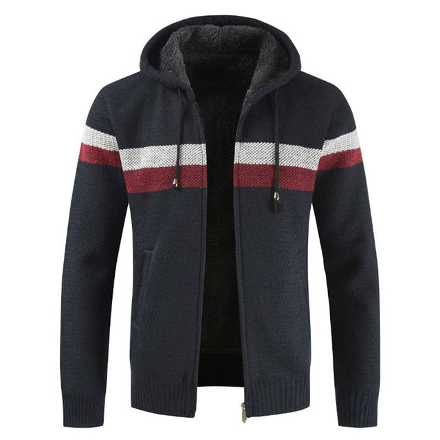 Maelric – Herren Kapuzen-Fleece-Pullover mit Reißverschluss