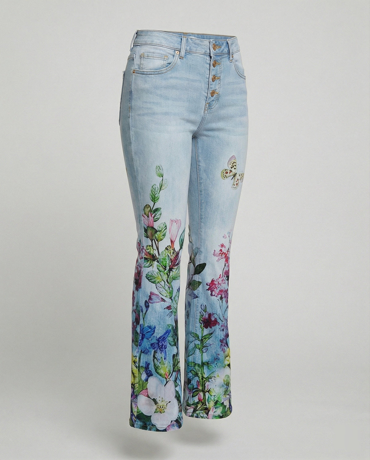 Elmirra - Womens Flared Jeans With Four Button Detail