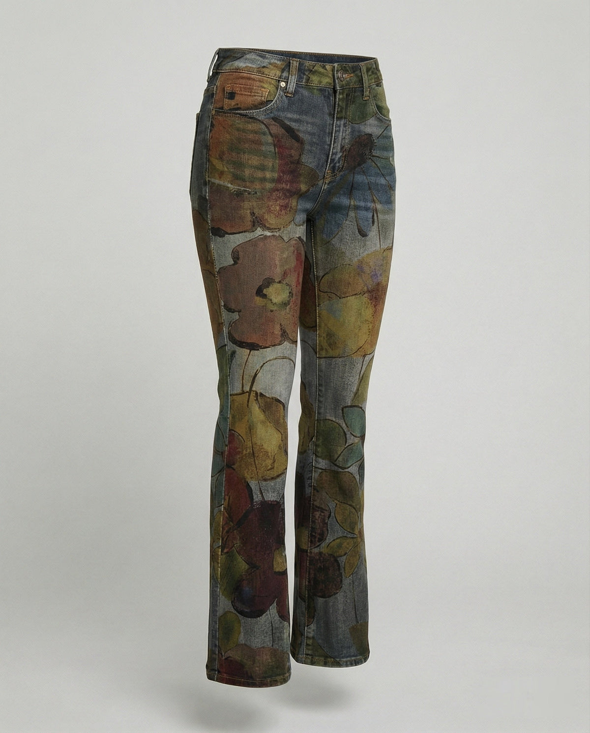 Elmirra - Womens Flared Jeans With Four Button Detail