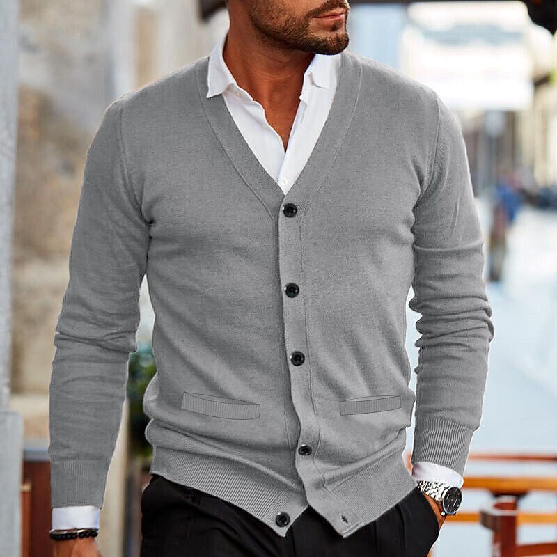Herren Strickweste - Cardigan mit Knopfleiste und langen Ärmeln