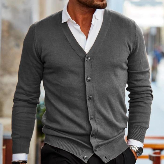 Herren Strickweste - Cardigan mit Knopfleiste und langen Ärmeln