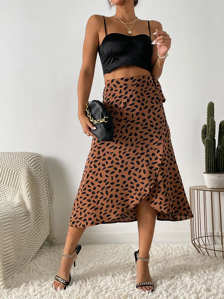 Biance – Saia Casual Estampada com Laço para Mulher