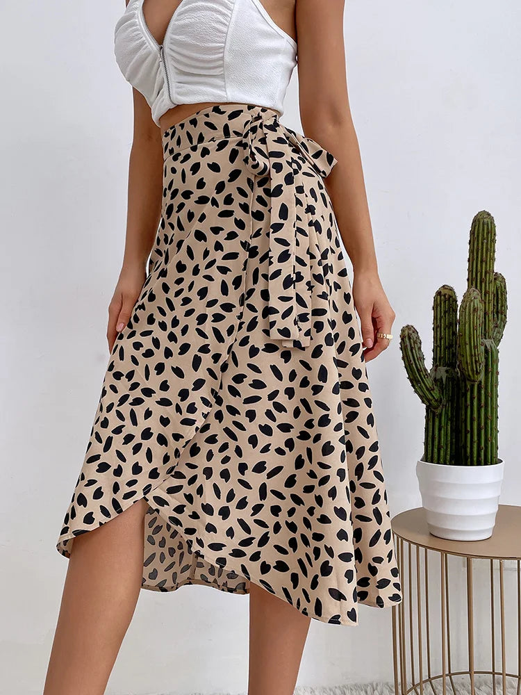 Biance – Saia Casual Estampada com Laço para Mulher
