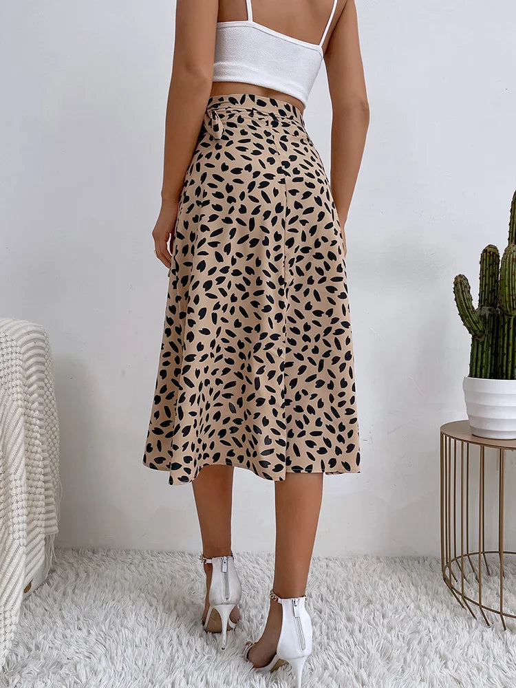 Biance – Saia Casual Estampada com Laço para Mulher