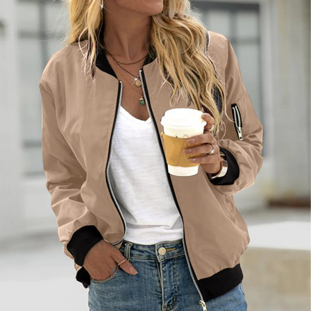 Fiorenza – Women’s Zip Up Bomber Jacket