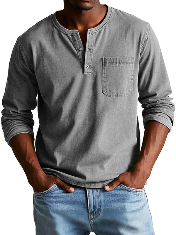 Erick – Herre Casual Langærmet Henley Shirt