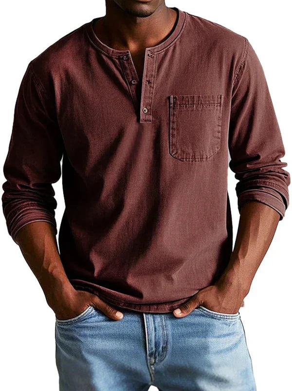 Erick – Herre Casual Langærmet Henley Shirt