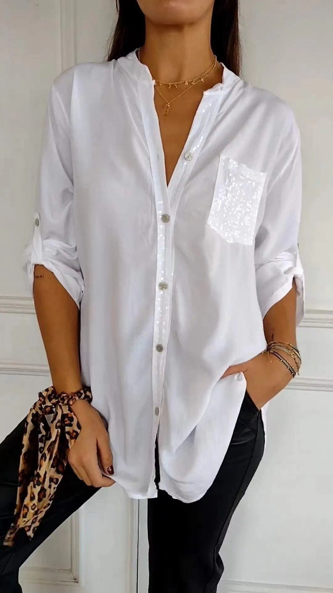 Hellen - Sparkle Womens Blouse With Sequin Pocket