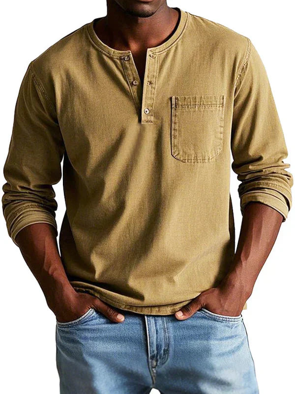 Erick – Herre Casual Langærmet Henley Shirt