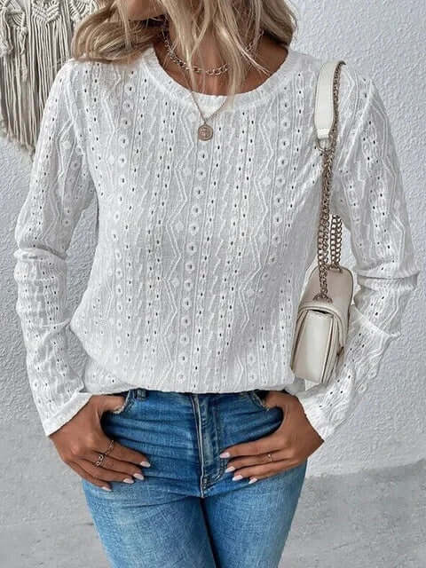 Isadora – Women’s Eyelet Lace Long Sleeve Blouse