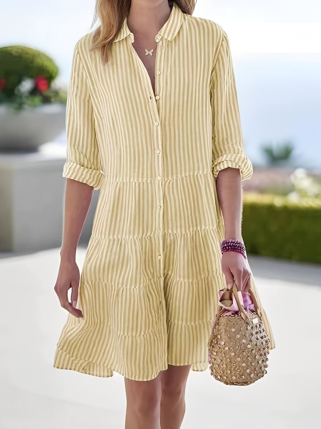Bella - Elegant Striped Mini Dress