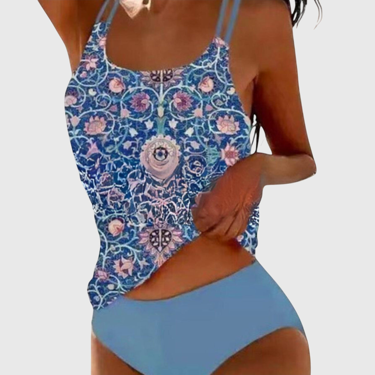 Serelithe - damski tankini z nadrukiem i paskami