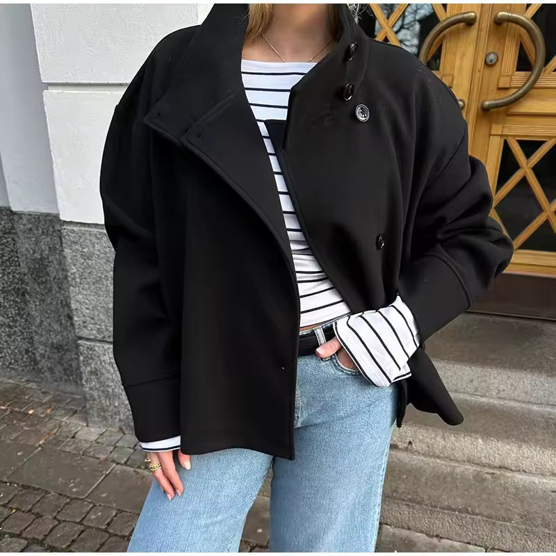 Manteau court pour femme – Croisé avec boutons