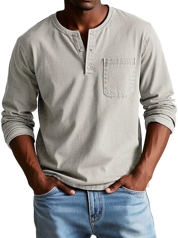 Erick – Herre Casual Langærmet Henley Shirt
