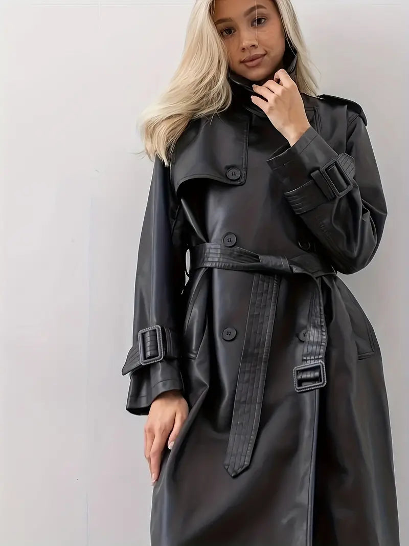Cappotto Impermeabile da Donna - Stile Lungo con Cintura in Vita
