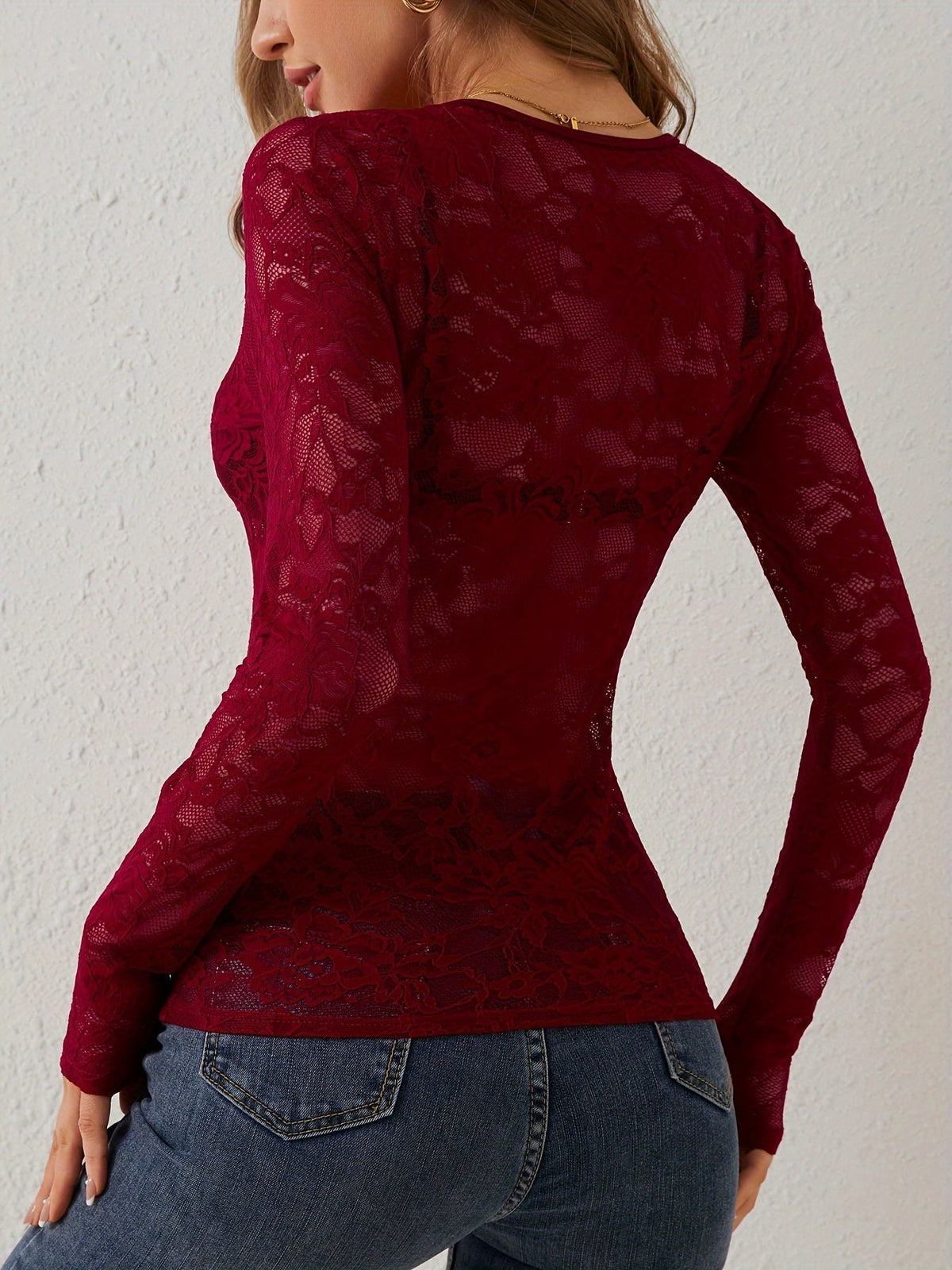 Elaraine – Women Lace V Neck Blouse