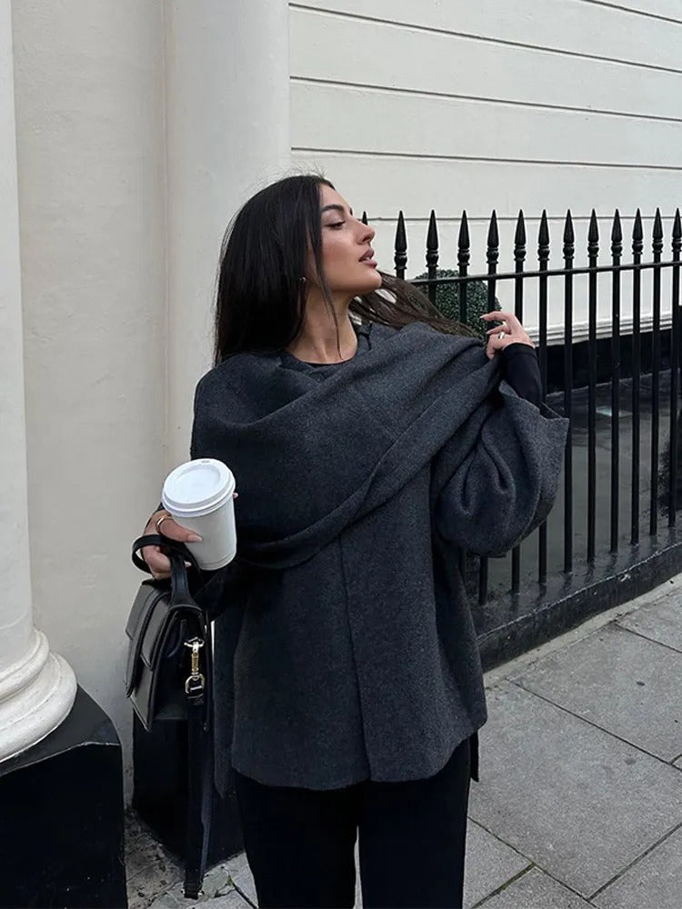 Arivella - Womens Asymmetric Wool Poncho