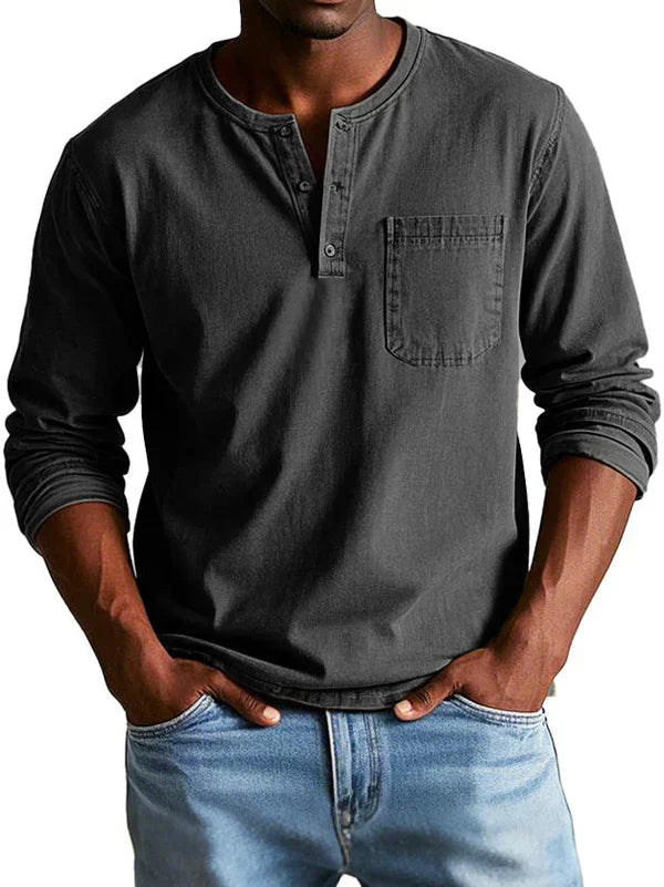 Erick – Herre Casual Langærmet Henley Shirt