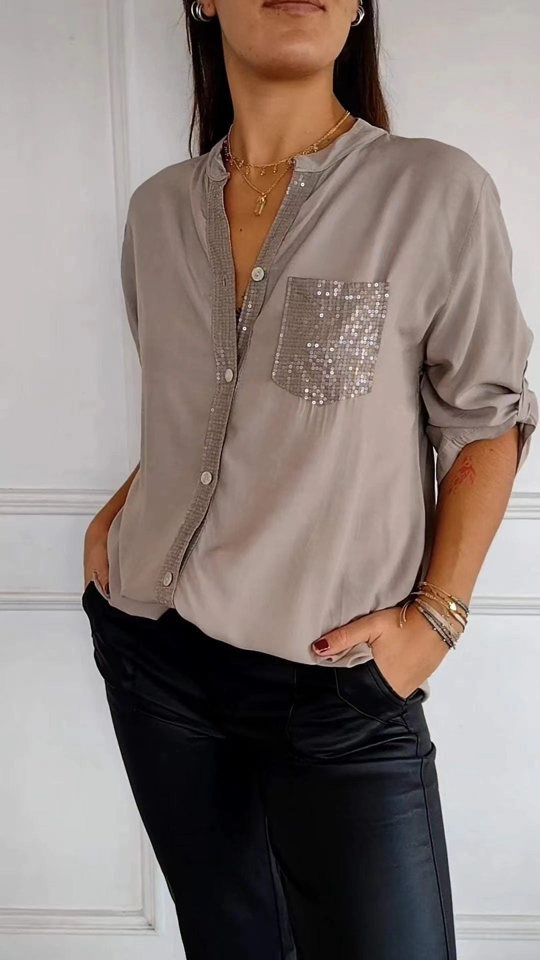 Hellen - Sparkle Womens Blouse With Sequin Pocket