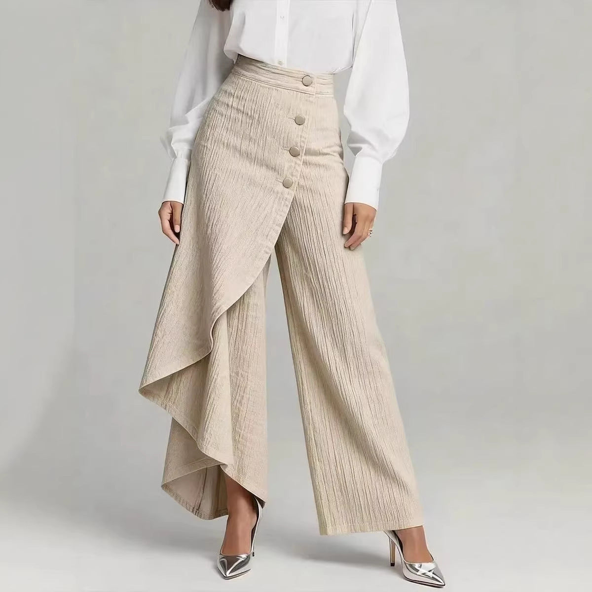 Denia - Wide Leg Denim Look Trousers