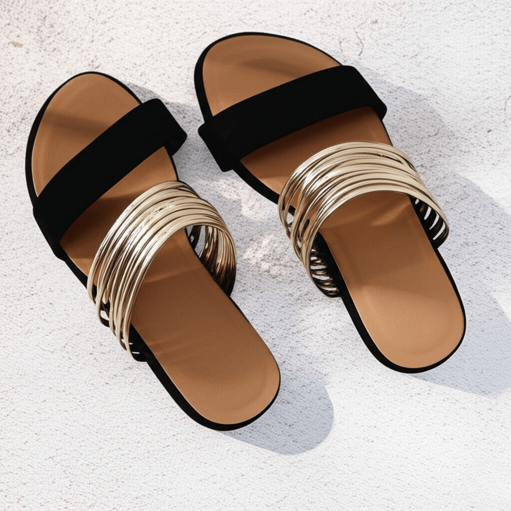 Elizara – Double Strap Slip On Flat Sandals