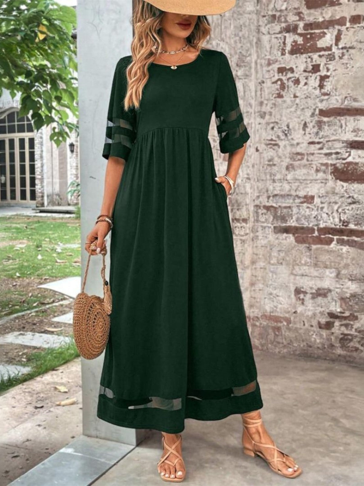 Isabellure – Sheer Panel Maxi Dress Women