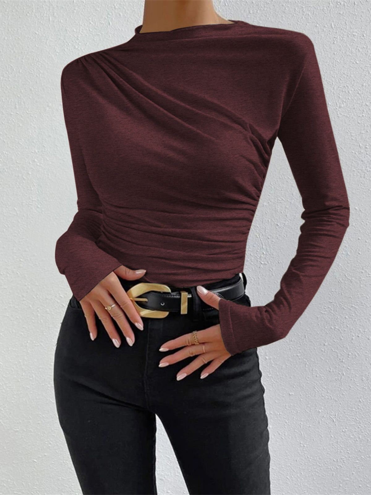 Elowara - Ruched Long Sleeve Top