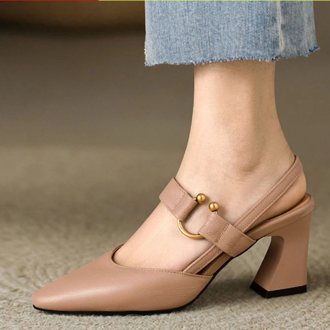 Clairenne – Sapatos Mary Jane com Salto Grosso e Tira Atrás