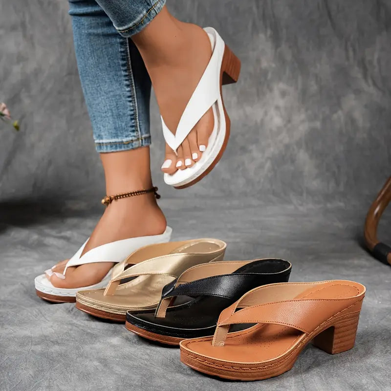 Clarine – Sandali infradito eleganti con tacco basso da donna