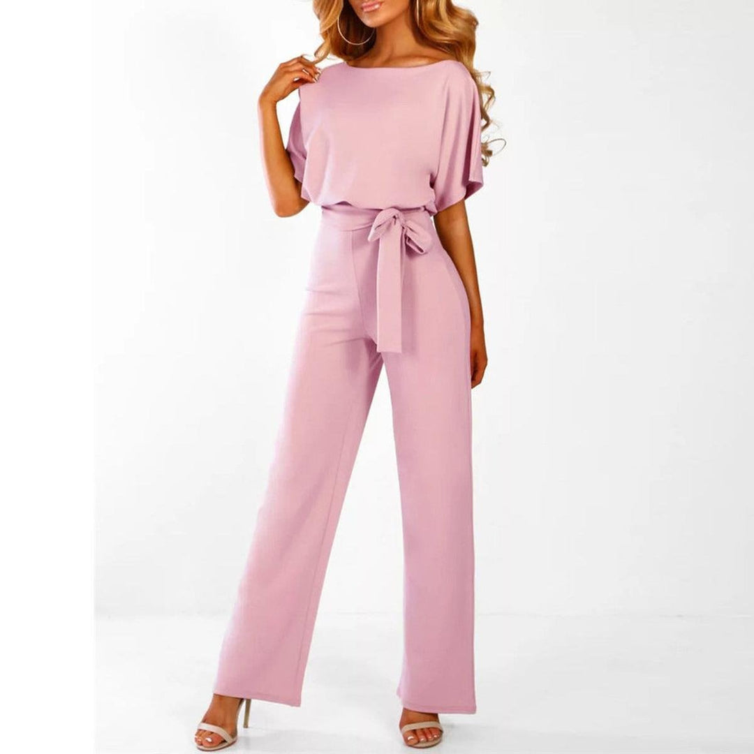 Gisela – Womens Short Sleeve Belted Casual Jumpsuit