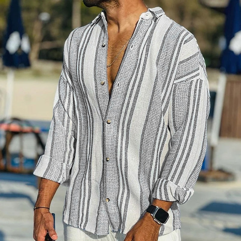 Montherra - Striped Linen Shirt For Men
