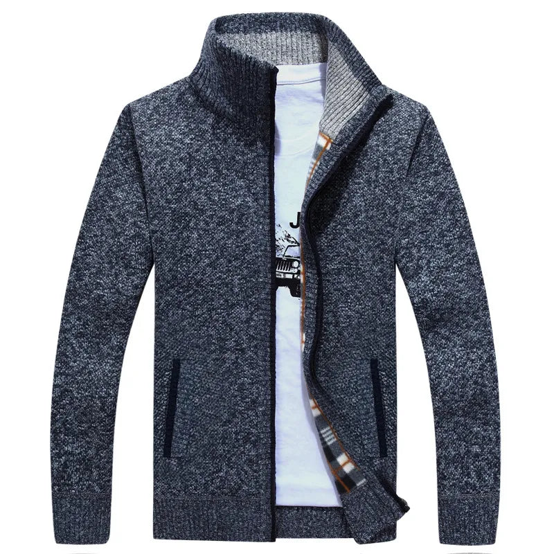 Thoran – Herren Reißverschluss-Pullover mit kariertem Futter