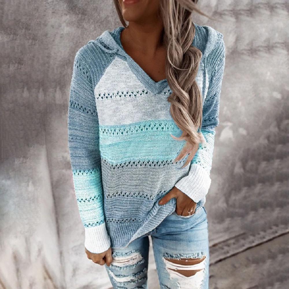 Solenne – Felpa lavorata a maglia bohemien da donna con scollo a V
