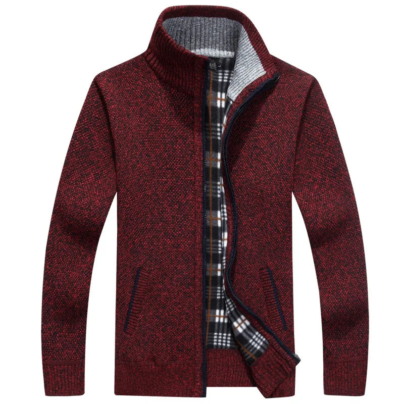 Thoran – Herren Reißverschluss-Pullover mit kariertem Futter