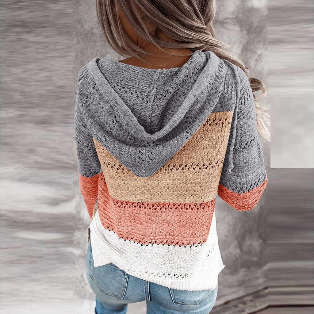 Solenne – Felpa lavorata a maglia bohemien da donna con scollo a V