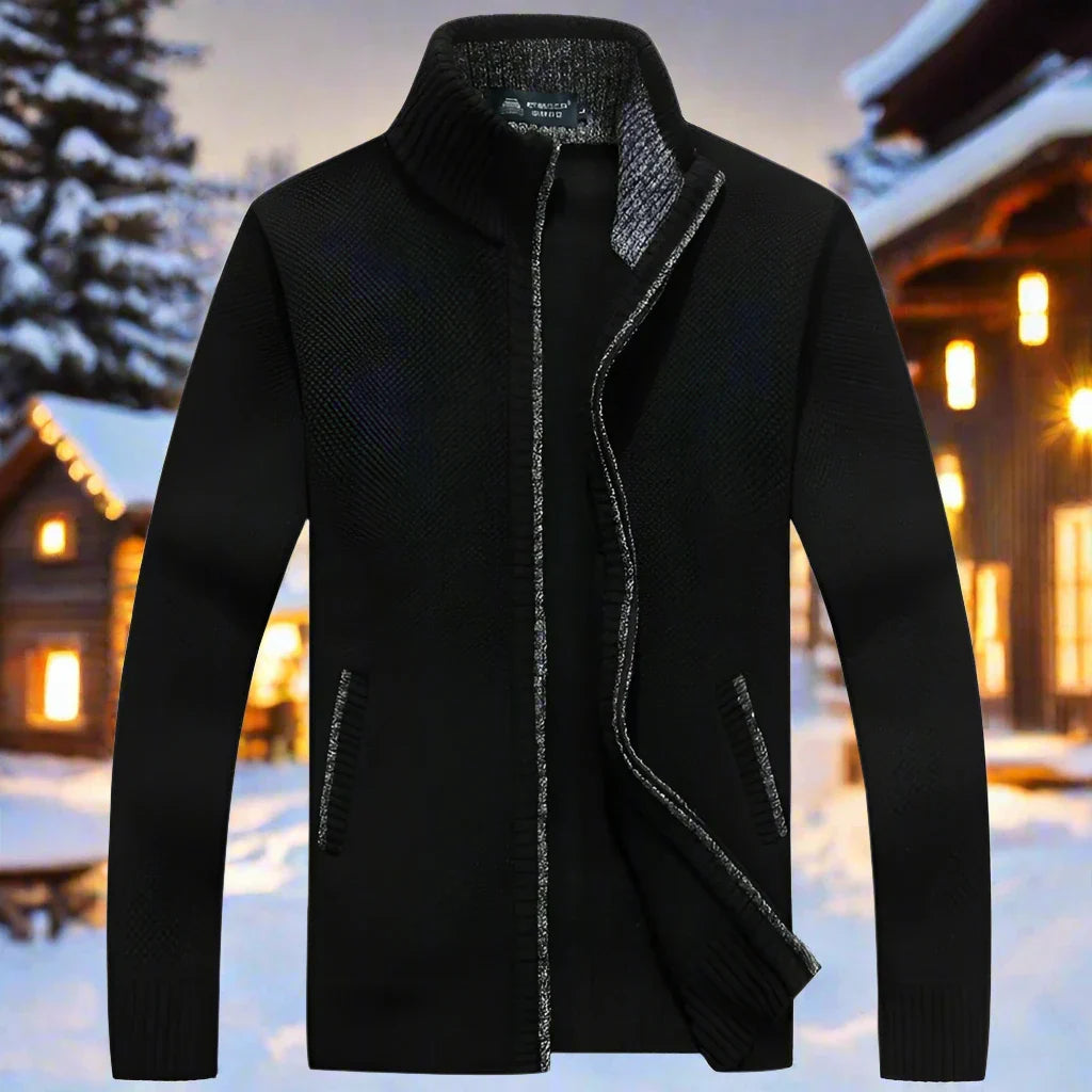 Thoran – Herren Reißverschluss-Pullover mit kariertem Futter