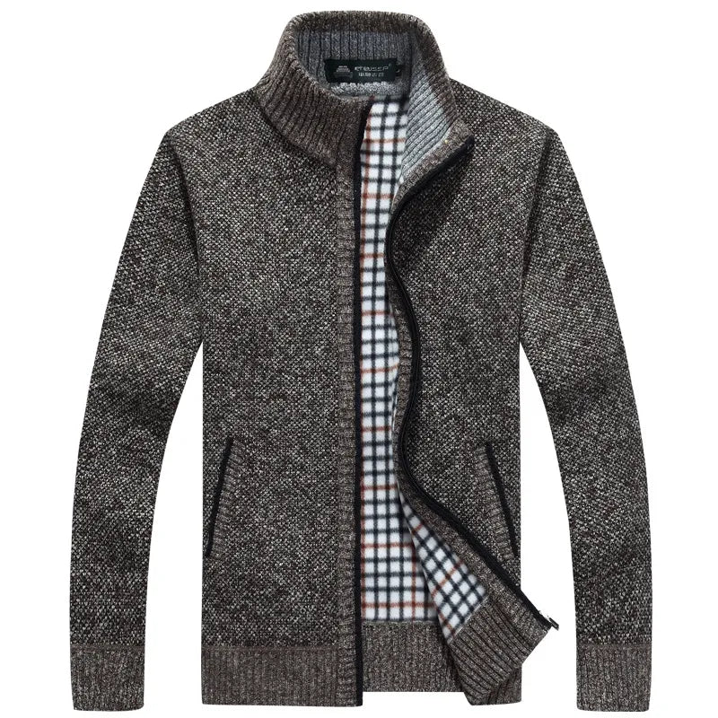 Thoran – Herren Reißverschluss-Pullover mit kariertem Futter